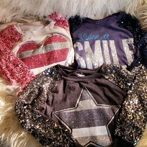 💚❤sold! Bundle of 3 Justice, Sparkly Shirts!💚❤